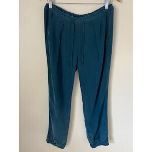 Elk 100% Tencel Drawstring Relaxed Pants Teal Blue Size XS